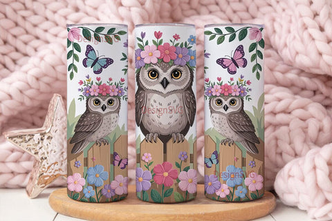 Whimsical Owl Tumbler Wrap Sublimation DesignSVG 