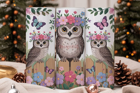 Whimsical Owl Tumbler Wrap Sublimation DesignSVG 