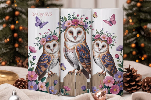 Whimsical Owl Tumbler Wrap Sublimation DesignSVG 