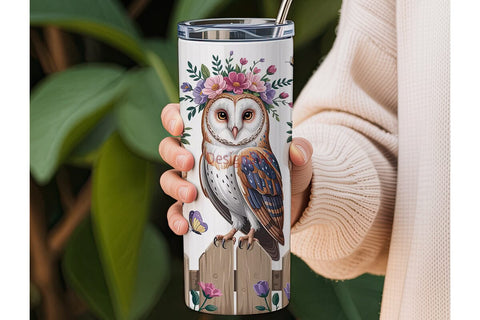 Whimsical Owl Tumbler Wrap Sublimation DesignSVG 
