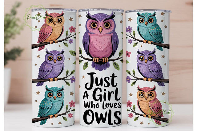 Whimsical Owls 20oz Tumbler Wrap Sublimation PixelChick 