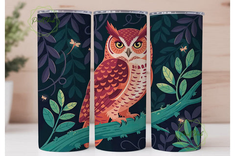 Whimsical Owls 20oz Tumbler Wrap Sublimation PixelChick 