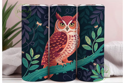 Whimsical Owls 20oz Tumbler Wrap Sublimation PixelChick 