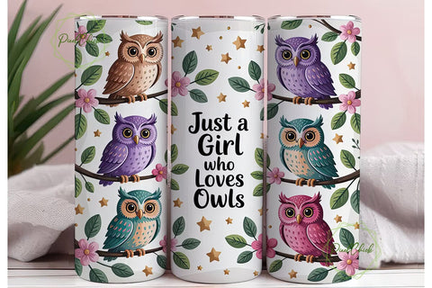 Whimsical Owls 20oz Tumbler Wrap Sublimation PixelChick 