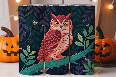 Whimsical Owls 20oz Tumbler Wrap Sublimation PixelChick 