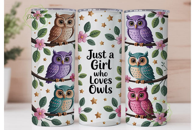 Whimsical Owls 20oz Tumbler Wrap Sublimation PixelChick 