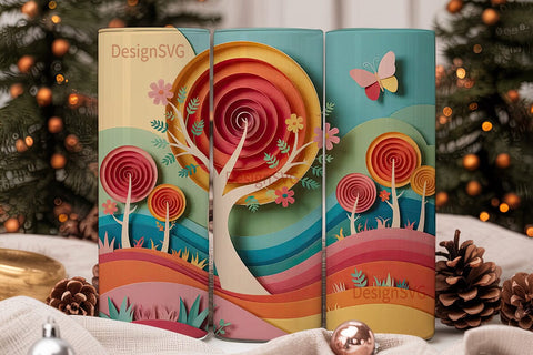 Whimsical Paper Forest 20oz Tumbler Wrap Sublimation DesignSVG 