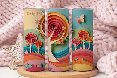 Whimsical Paper Forest 20oz Tumbler Wrap Sublimation DesignSVG 