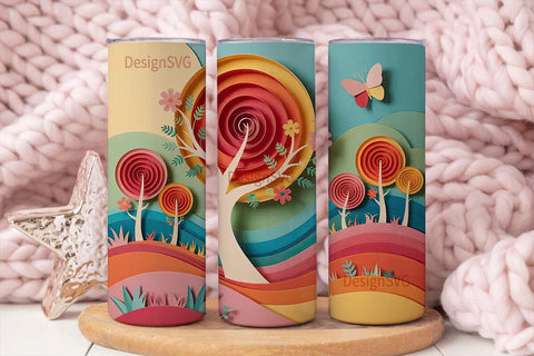 Whimsical Paper Forest 20oz Tumbler Wrap Sublimation DesignSVG 