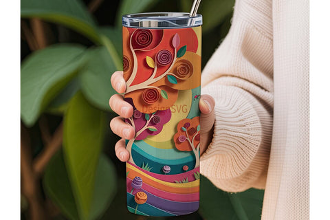 Whimsical Paper Forest 20oz Tumbler Wrap Sublimation DesignSVG 