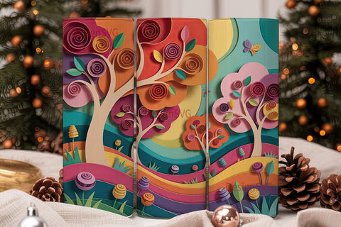 Whimsical Paper Forest 20oz Tumbler Wrap Sublimation DesignSVG 