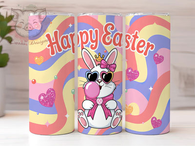 Whimsical Pastel Bunny Easter Bubble Tumbler Wrap, Bunny Blowing Bubble PNG, Happy Easter Tumbler, Brush Stroke Sublimation Design, 20oz Easter Wrap PNG, Cute Bunny Tumbler Design Sublimation Lara' s Designs 