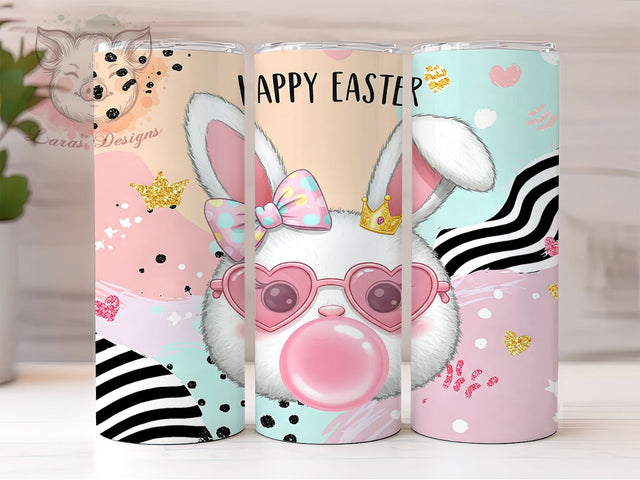 Whimsical Pastel Bunny Easter Bubble Tumbler Wrap, Bunny Blowing Bubble PNG, Happy Easter Tumbler, Brush Stroke Sublimation Design, 20oz Easter Wrap PNG, Cute Bunny Tumbler Design Sublimation Lara' s Designs 