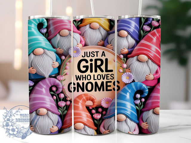 Whimsical Pastel Gnome Tumbler, Girl Who Loves Gnomes, Cute Gnome Design, Soft Pastel Art, Whimsical Gnome Graphic, 20oz Tumbler, Sublimation Design Sublimation ToriDesigns 