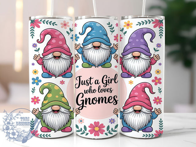 Whimsical Pastel Gnome Tumbler, Girl Who Loves Gnomes, Cute Gnome Design, Soft Pastel Art, Whimsical Gnome Graphic, 20oz Tumbler, Sublimation Design Sublimation ToriDesigns 