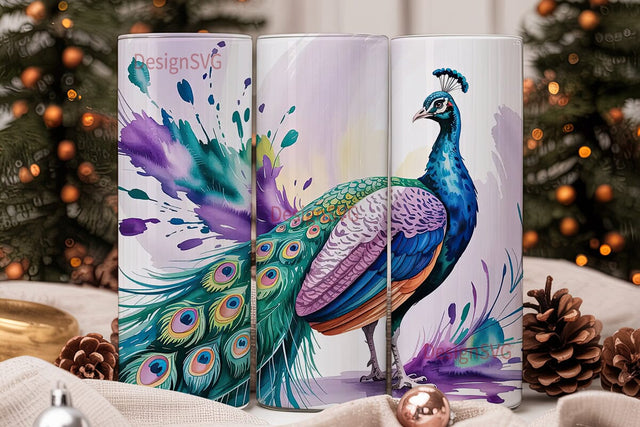 Whimsical Peacock 20oz Tumbler Wrap Sublimation DesignSVG 