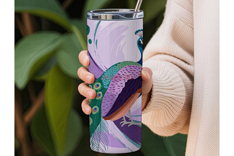 Whimsical Peacock 20oz Tumbler Wrap Sublimation DesignSVG 