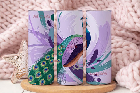 Whimsical Peacock 20oz Tumbler Wrap Sublimation DesignSVG 