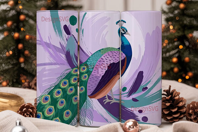 Whimsical Peacock 20oz Tumbler Wrap Sublimation DesignSVG 