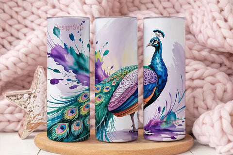 Whimsical Peacock 20oz Tumbler Wrap Sublimation DesignSVG 