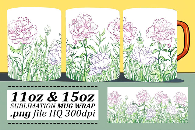 Whimsical Petal Delight Mug Pattern Art Sublimation afrosvg 