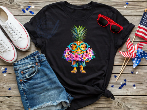 Whimsical Pineapple Art T-Shirt PNG, Pineapple Art, Whimsical Style, Tropical Vibes, Summer Fashion, Sublimation PNG, Statement Shirt, Playful Apparel Sublimation ToriDesigns 
