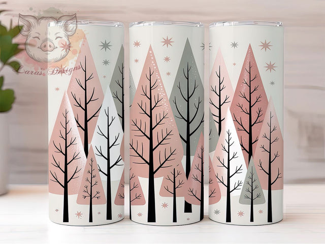 Whimsical Pink Christmas Trees Tumbler, Holiday Sublimation Design, Festive Cup Art, 20oz Xmas Tumbler, Cute Pink Christmas Mug, Stylish Holiday Cup, Cozy Christmas Wrap Sublimation Lara' s Designs 