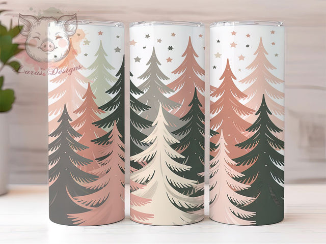 Whimsical Pink Christmas Trees Tumbler, Holiday Sublimation Design, Festive Cup Art, 20oz Xmas Tumbler, Cute Pink Christmas Mug, Stylish Holiday Cup, Cozy Christmas Wrap Sublimation Lara' s Designs 