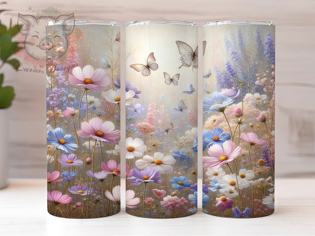 Whimsical Pink Spring Floral Tumbler, Spring Floral Tumbler, Whimsical Blossom Wrap, Colorful Spring Wrap, Artistic Pink Flower Wrap, Sublimation Design, Trendy Gift Idea Sublimation Lara' s Designs 