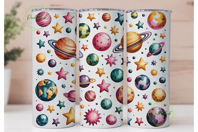 Whimsical Planets 20oz Tumbler Wrap Sublimation PixelChick 
