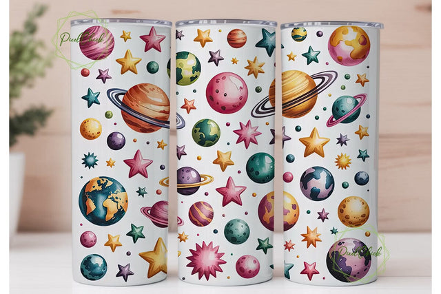Whimsical Planets 20oz Tumbler Wrap Sublimation PixelChick 
