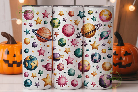 Whimsical Planets 20oz Tumbler Wrap Sublimation PixelChick 