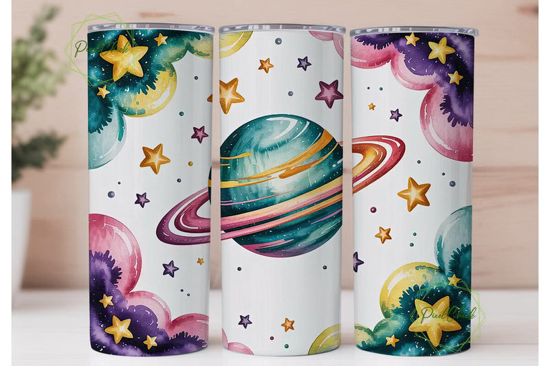 Whimsical Planets 20oz Tumbler Wrap Sublimation PixelChick 