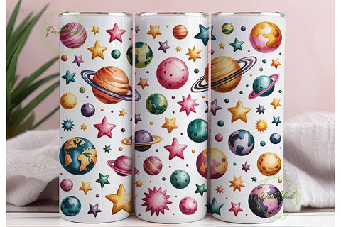 Whimsical Planets 20oz Tumbler Wrap Sublimation PixelChick 