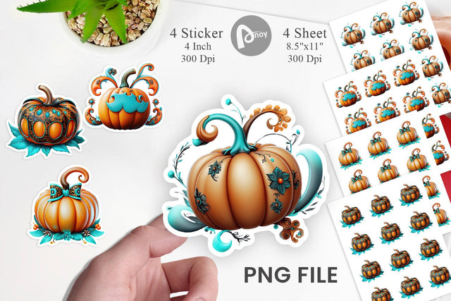 Whimsical Pumpkin Sticker Sublimation artnoy 