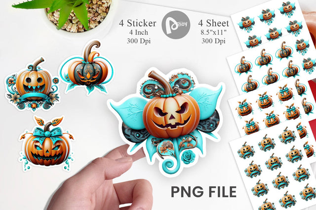 Whimsical Pumpkin Sticker Sublimation artnoy 