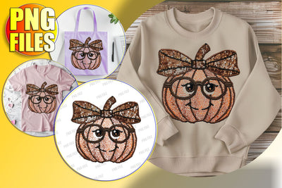 Whimsical Pumpkin with Bow Halloween PNG Design Sublimation afrosvg 