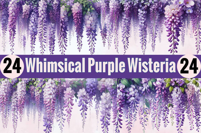 Whimsical Purple Wisteria Sublimation Clipart Bundle Sublimation SVGArt 