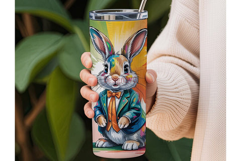 Whimsical Rabbit 20oz Tumbler Wrap Sublimation DesignSVG 