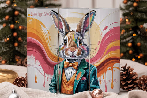 Whimsical Rabbit 20oz Tumbler Wrap Sublimation DesignSVG 