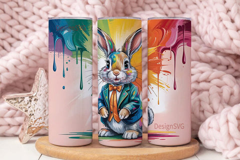 Whimsical Rabbit 20oz Tumbler Wrap Sublimation DesignSVG 