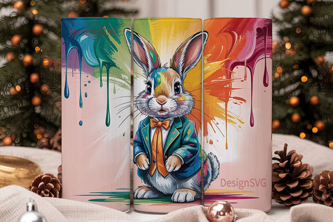 Whimsical Rabbit 20oz Tumbler Wrap Sublimation DesignSVG 