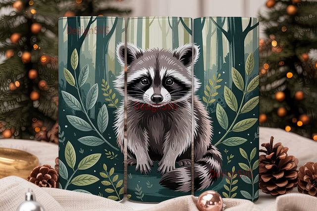 Whimsical Raccoon 20oz Tumbler Wrap Sublimation DesignSVG 