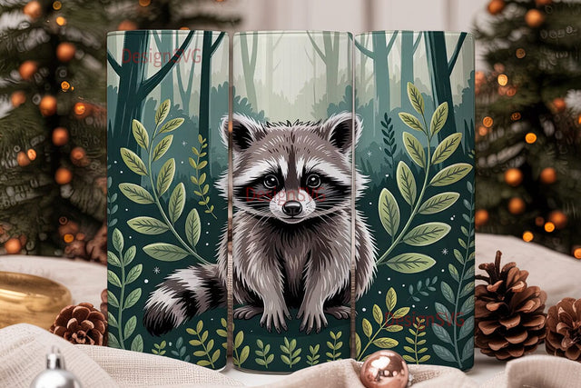 Whimsical Raccoon 20oz Tumbler Wrap Sublimation DesignSVG 
