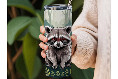 Whimsical Raccoon 20oz Tumbler Wrap Sublimation DesignSVG 