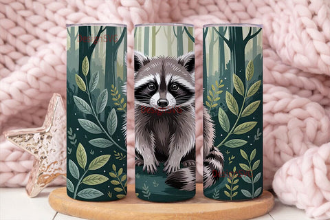 Whimsical Raccoon 20oz Tumbler Wrap Sublimation DesignSVG 