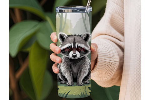 Whimsical Raccoon 20oz Tumbler Wrap Sublimation DesignSVG 