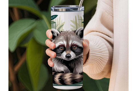 Whimsical Raccoon 20oz Tumbler Wrap Sublimation DesignSVG 