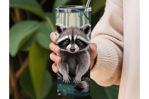 Whimsical Raccoon 20oz Tumbler Wrap Sublimation DesignSVG 