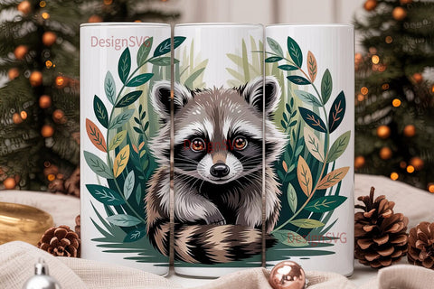 Whimsical Raccoon 20oz Tumbler Wrap Sublimation DesignSVG 